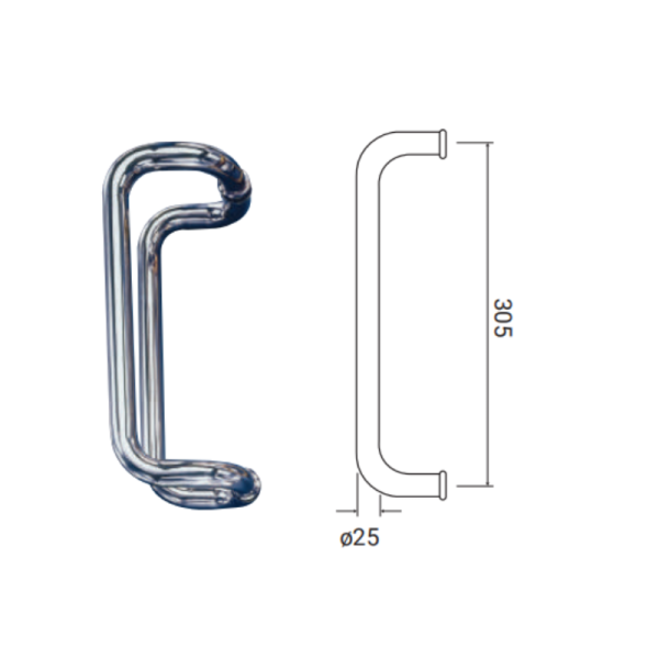 HALADERA CURVA 1X12 305MM C/C