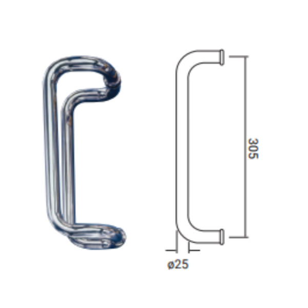 HALADERA CURVA 1X12 305MM C/C